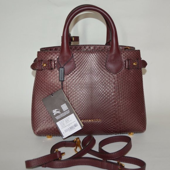 NWT BURBERRY PYTHON LEATHER BANNER DERBY SMALL TOTE BAG - Picture 2 of 13